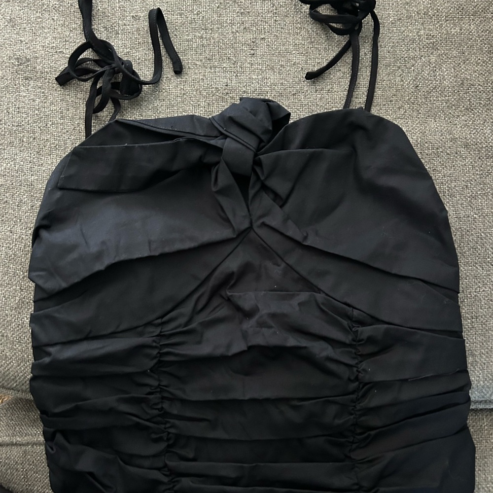 Black Ruched Halter Top